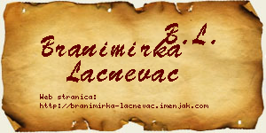 Branimirka Lačnevac vizit kartica